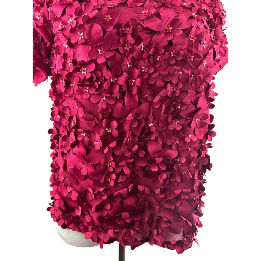 *Flawed Anthropologie Varun Bahl Rosemarie 3D Floral Top Whimsy Raspberry Size 8 - Picture 4 of 16